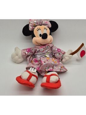 Disney Parks Minnie Mouse Japanese Kimono Plush 10”
